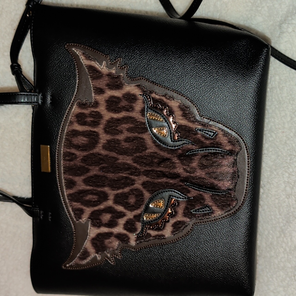 Stella McCartney Vegan Leather Leopard Tote Bag Black EUC COA - Picture 2 of 11